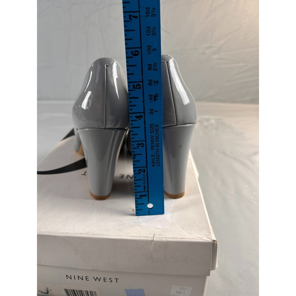 Nine West Women Heels Pumps Size 6.5 Gray Patent Pointed Toe Classic Chic - Picture 7 of 9